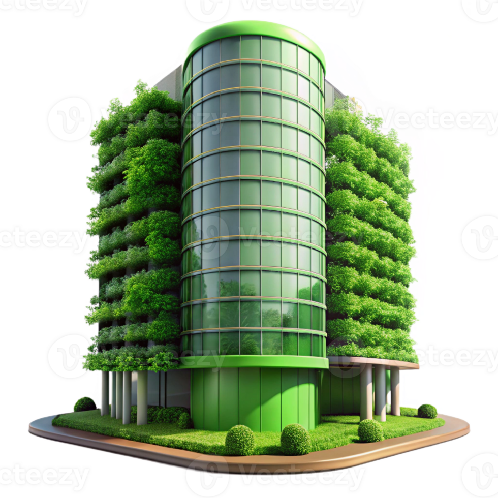 serene creative Green Skyscraper with Vertical Garden professional png