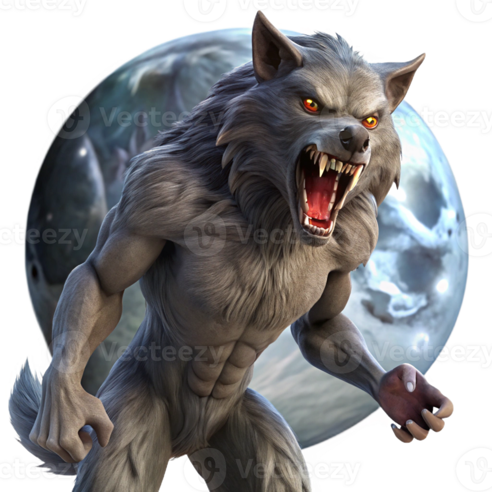 impressive contemporary A Fierce Werewolf Howling at the Full Moon authentic png