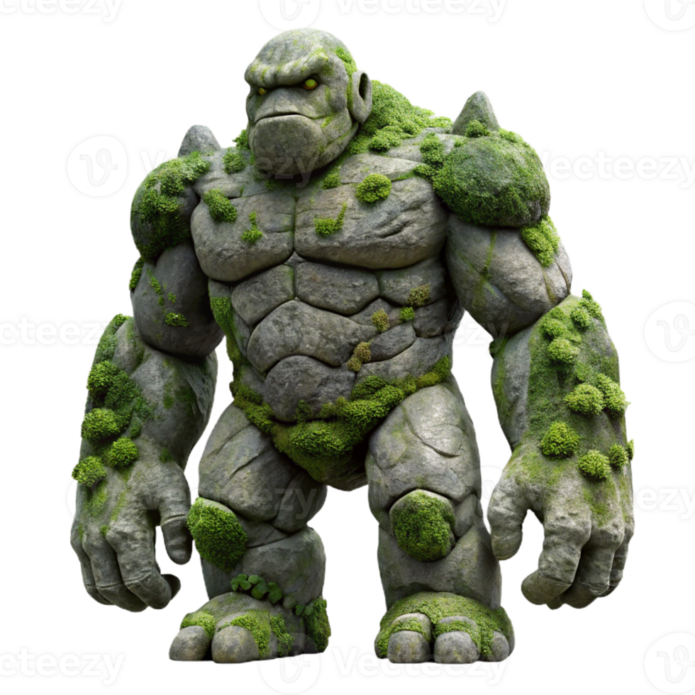 dramatic minimalist Moss and Stone Golem authentic png