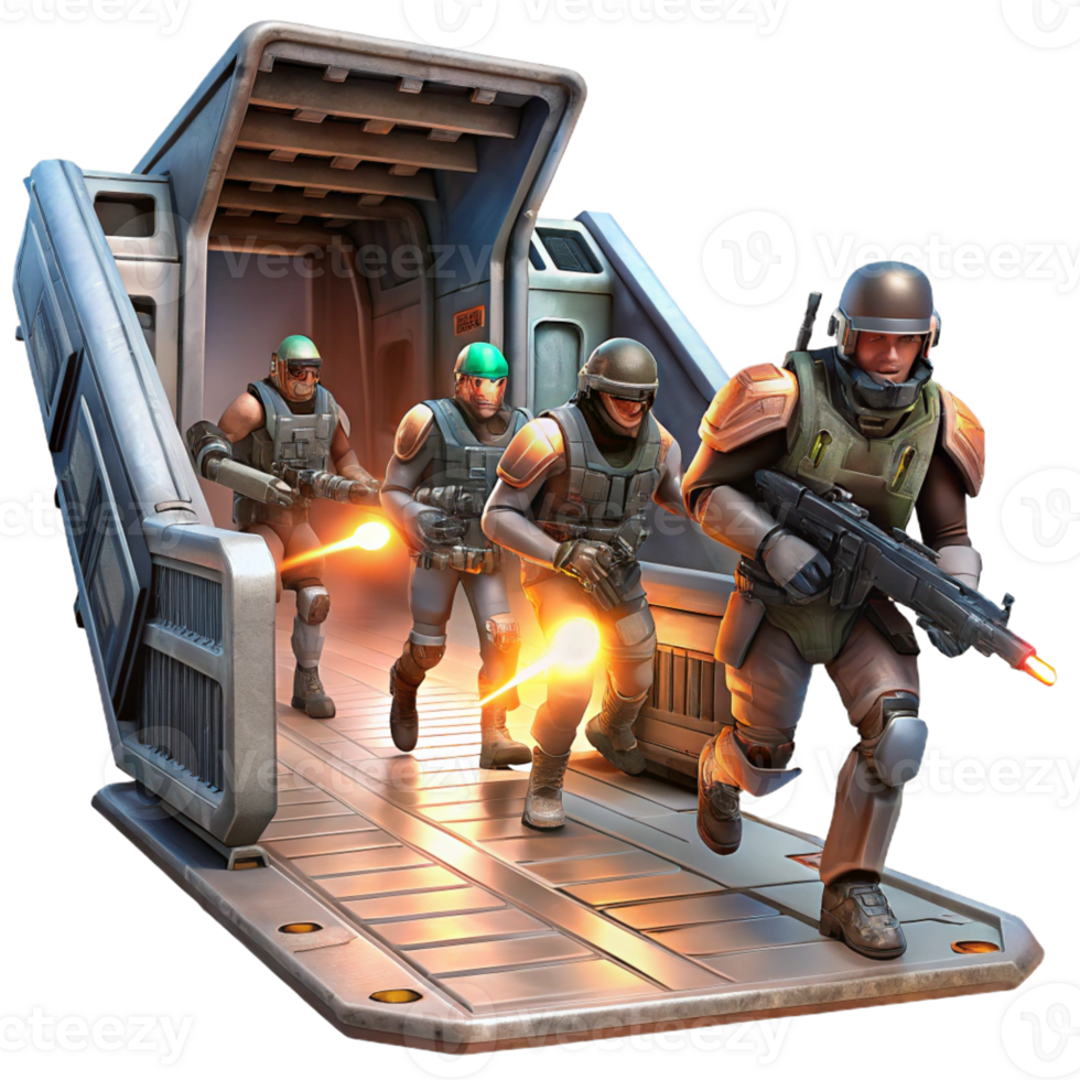 dramatic modern A Group of Space Pirates Boarding a Derel professional png