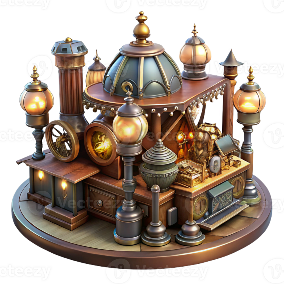 serene classic A Bustling Steampunk Marketplace Filled W exclusive png