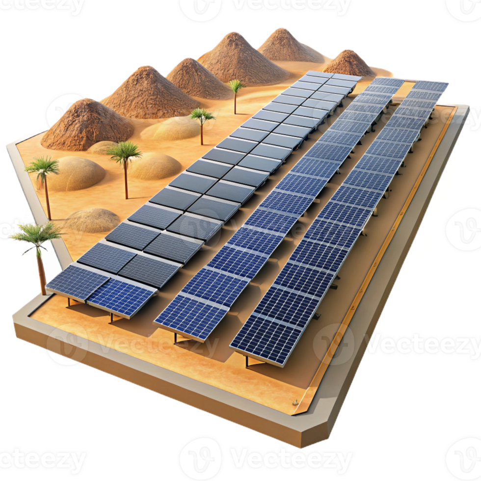 magnificent minimalist A Solar Panel Farm Stretching Across a D 4K png