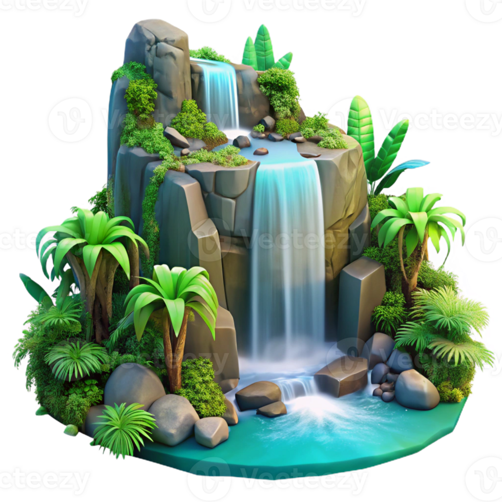 extraordinary abstract A Cascading Waterfall Surrounded by Lush authentic png