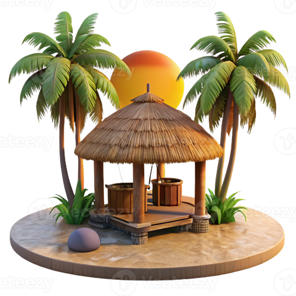 stunning rustic Tropical Island Bamboo Hut genuine png