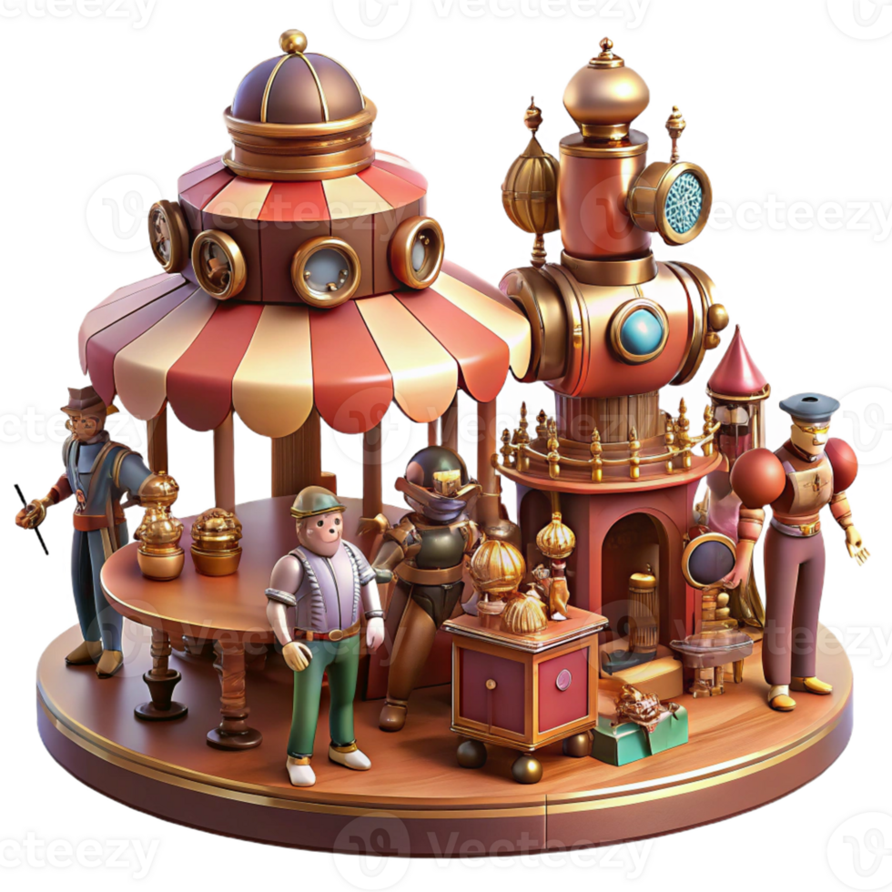 beautiful artistic Steampunk Marketplace Bustling Crowd high resolution png
