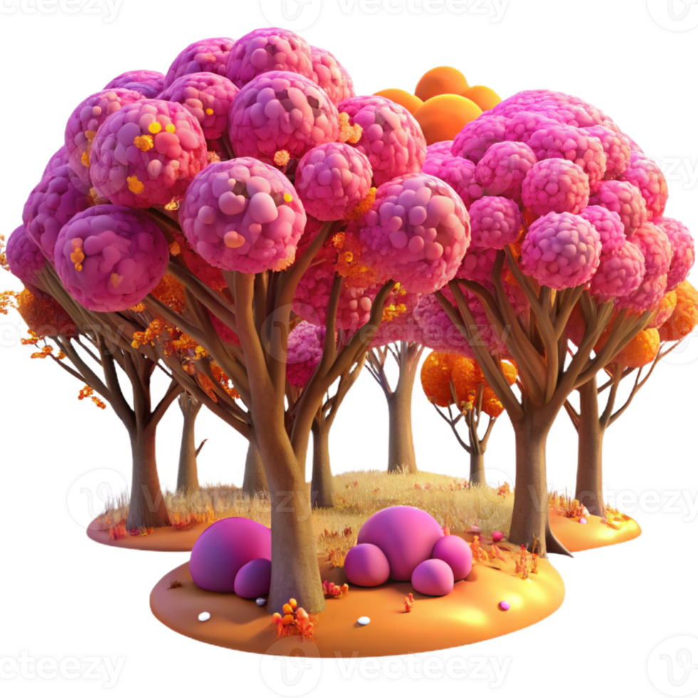 extraordinary minimalist Vibrant Fractal Trees in Bloom authentic png