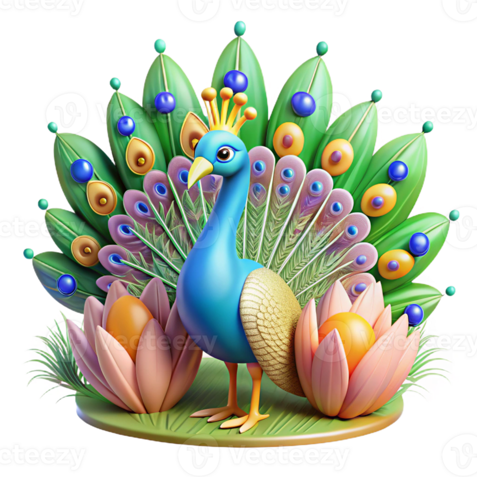 impressive vintage Peacock Displaying Vibrant Feathers exclusive png