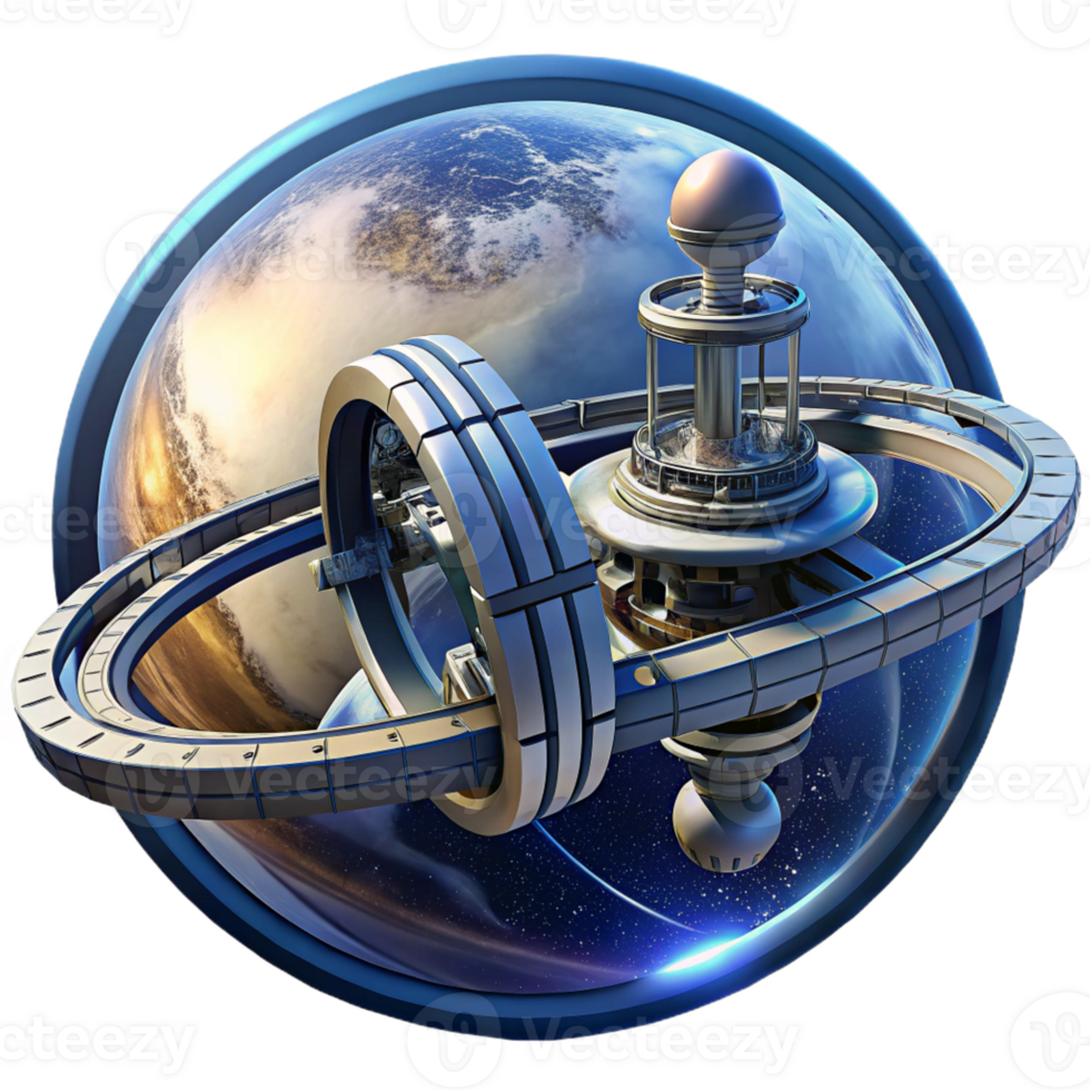 beautiful artistic A Space Station Orbiting a Gas Giant Wit genuine png