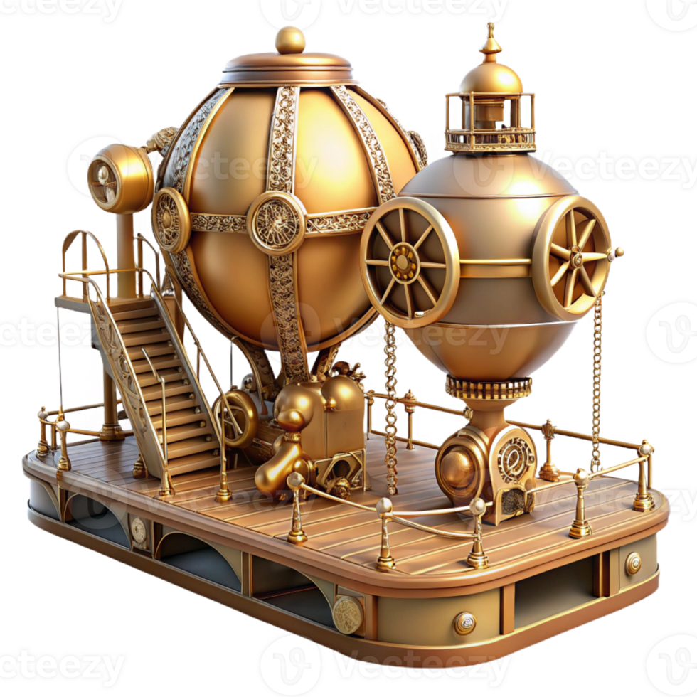 wonderful rustic Steampunk Airship Dock Intricate Details genuine png