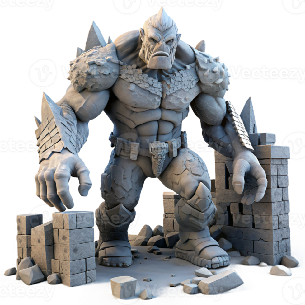 vibrant abstract A Colossal Golem Made of Stone Lumbering professional png