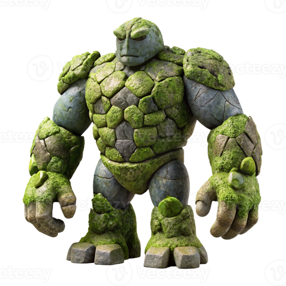 vibrant classic A Towering Golem Made of Moss and Stone authentic png