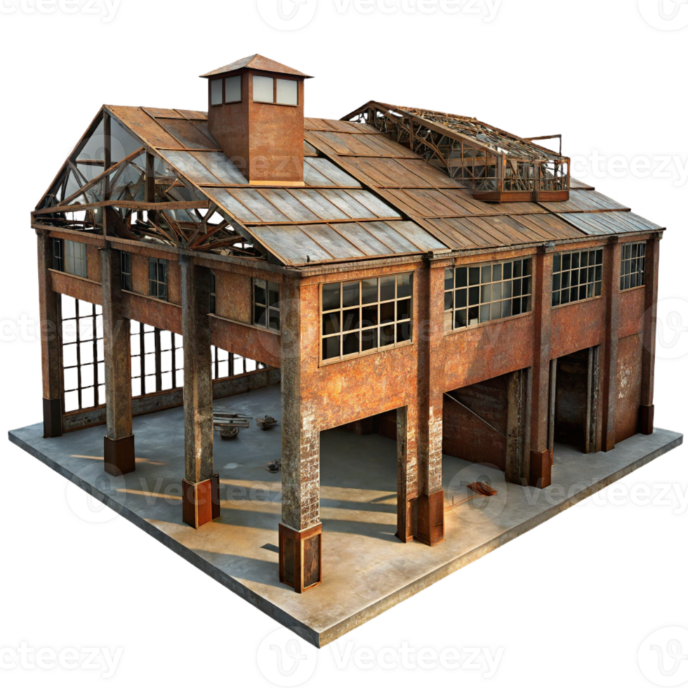 dramatic minimalist Abandoned Industrial Factory Rusted Meta detailed png