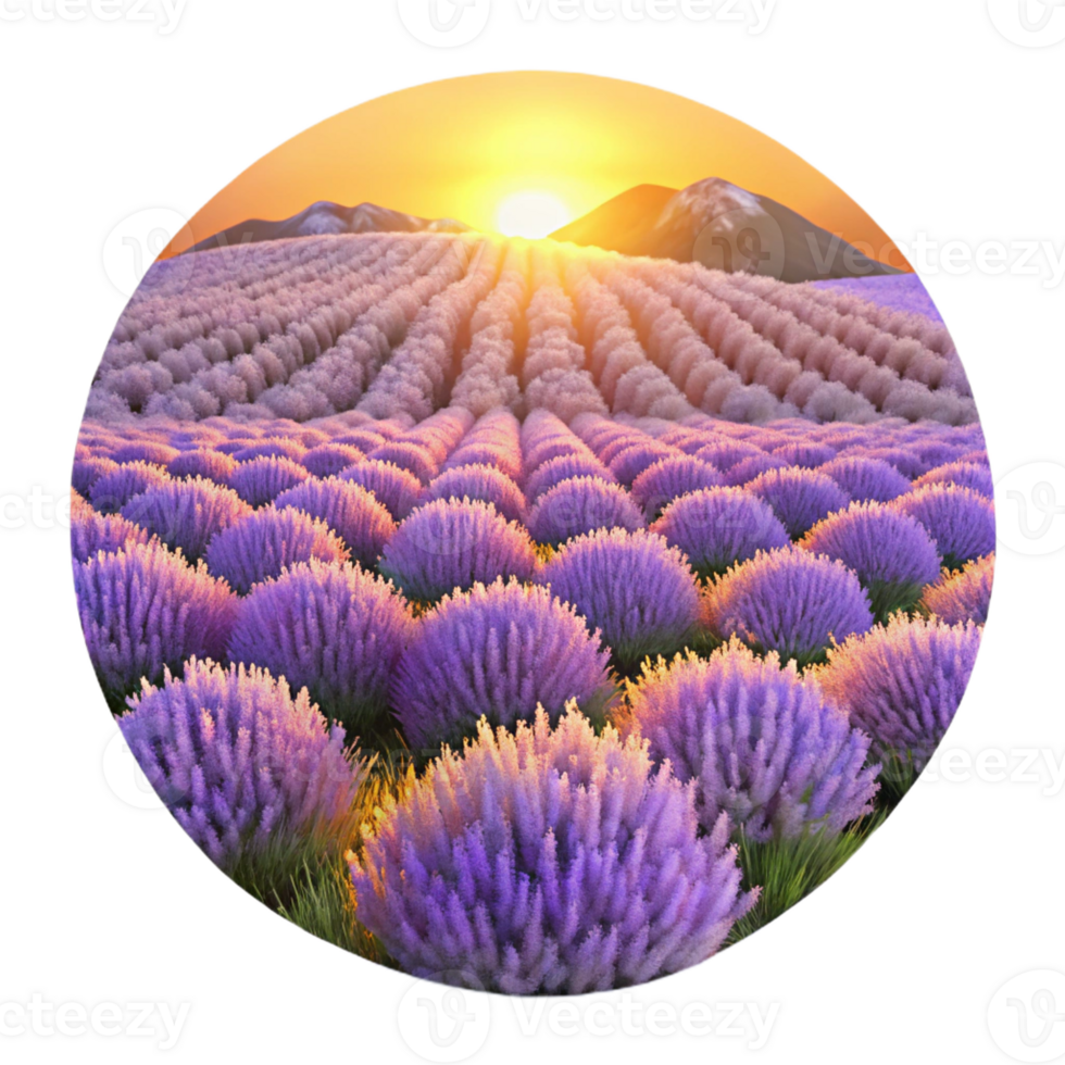 impressive artistic Lavender Field at Sunset Warm Gold Hues exclusive png