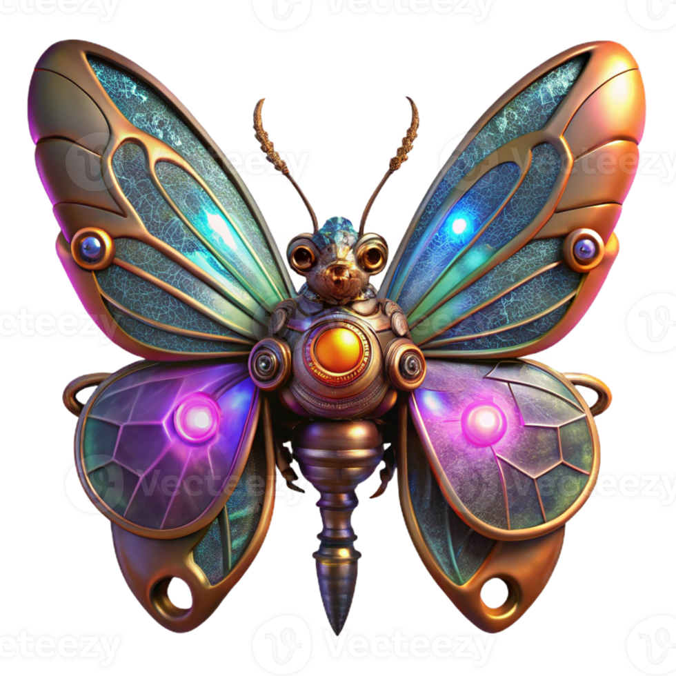 wonderful abstract A Steampunk Butterfly with Mechanical Win detailed png
