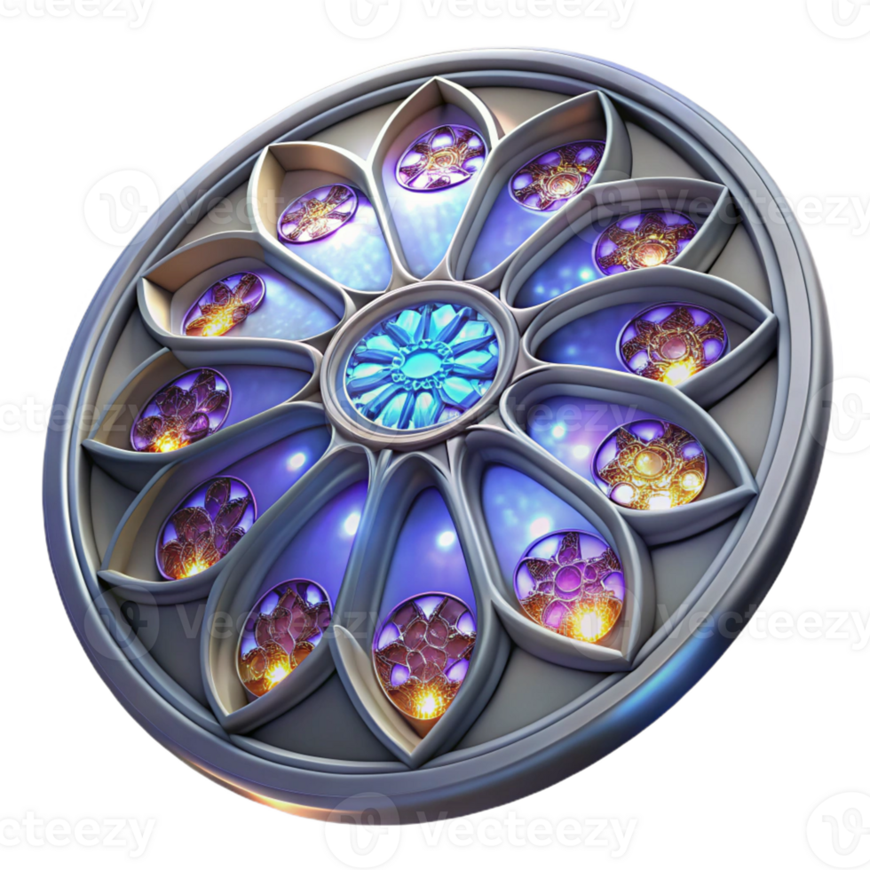 magnificent vintage Gothic Cathedral Stained Glass Rose Windo genuine png