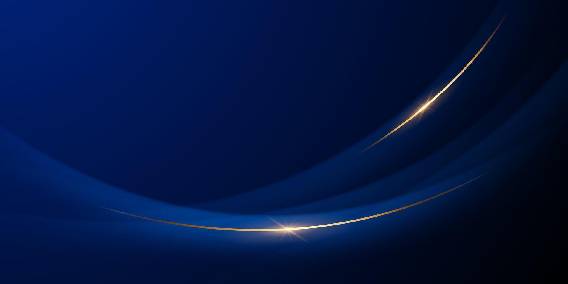 Abstract blue background with golden lines vector