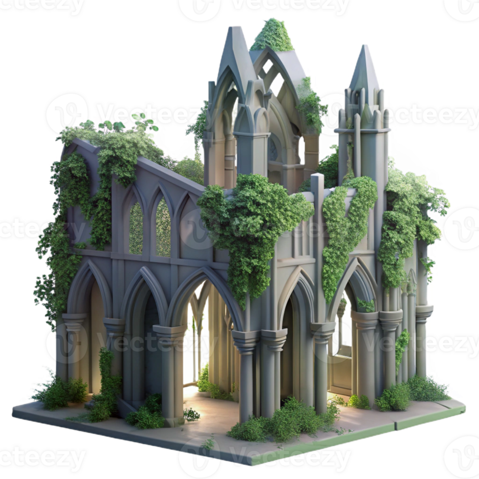 extraordinary abstract A Crumbling Gothic Cathedral Overgrown Wi exclusive png