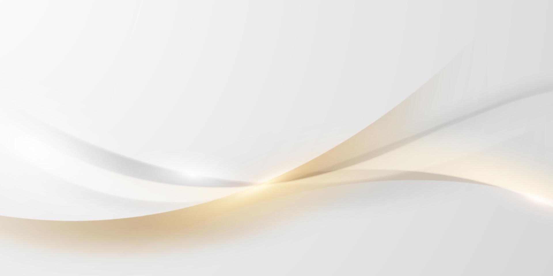 Abstract white and gold wave background vector