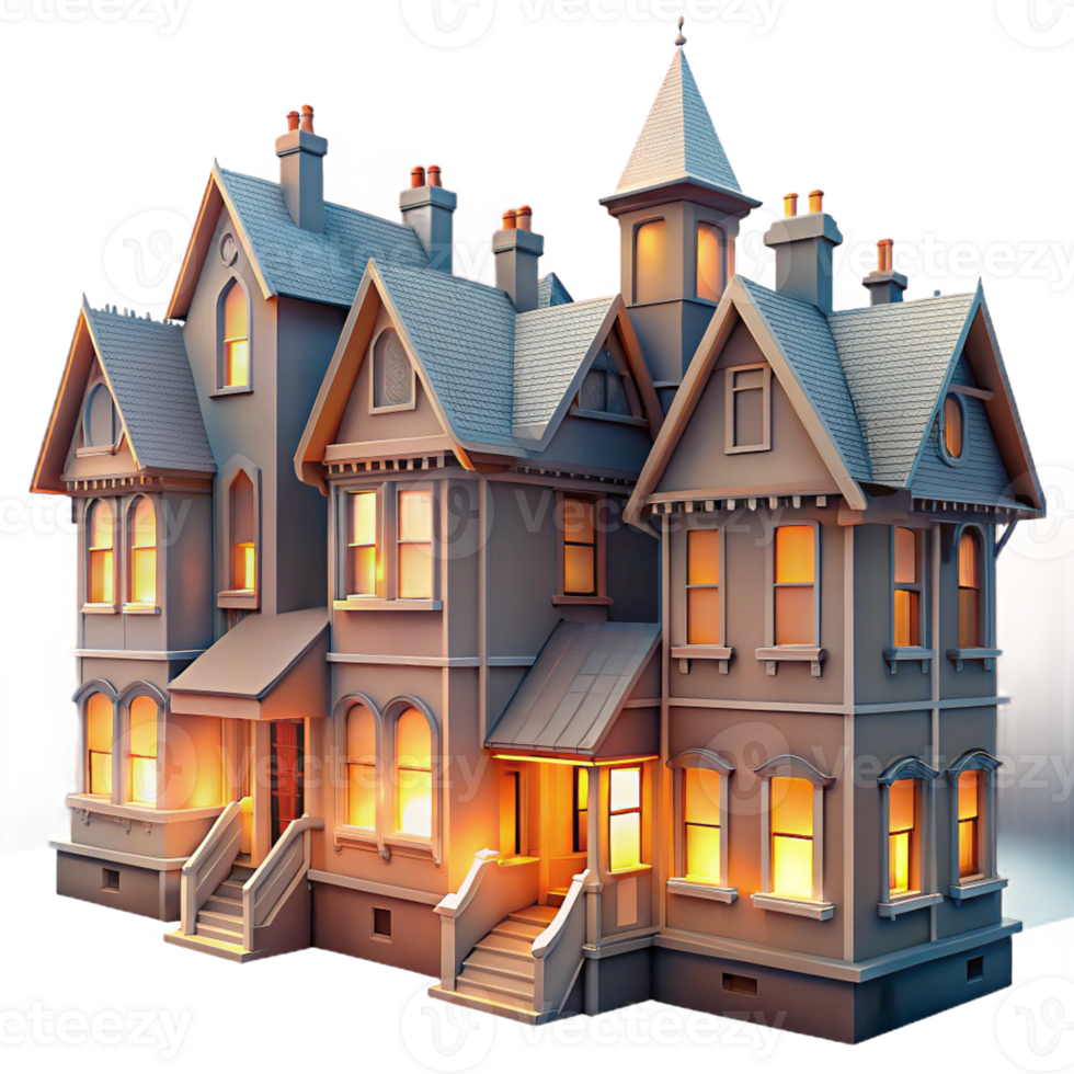 wonderful artistic Victorian Era Terraced Houses Fog Rolling professional png