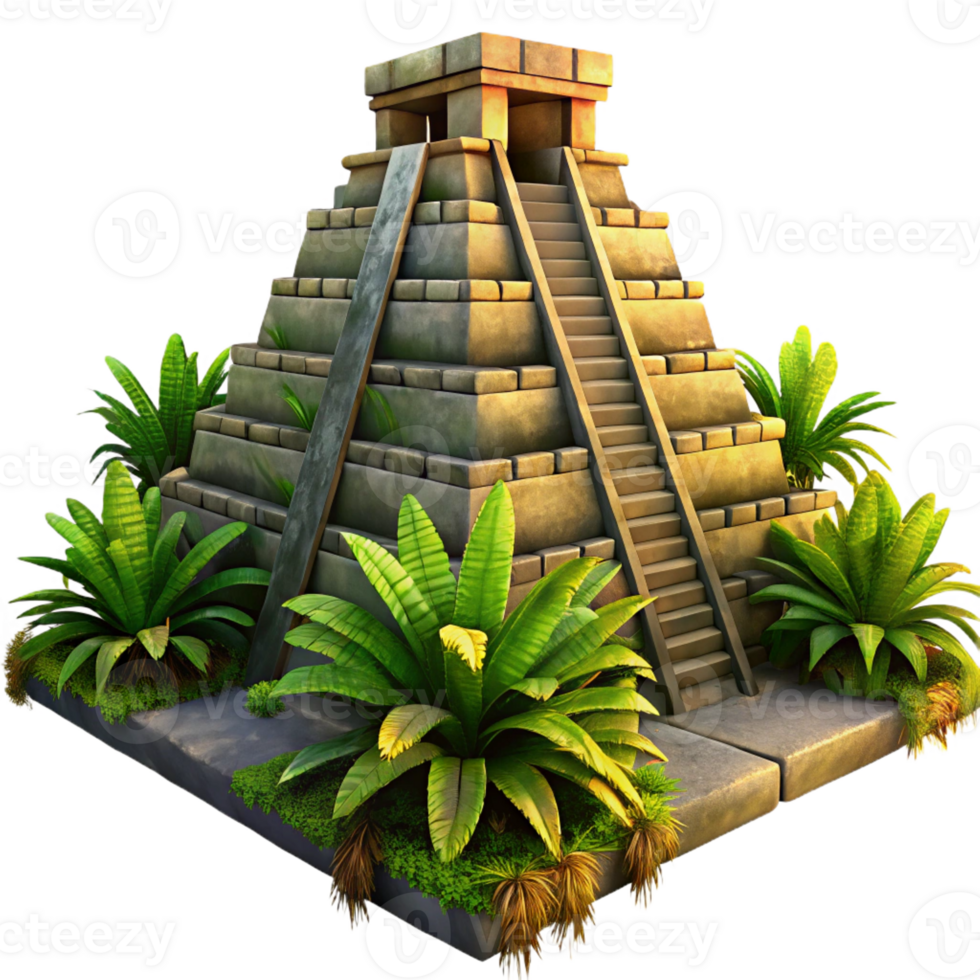 elegant traditional An Ancient Mayan Pyramid Overgrown With premium png