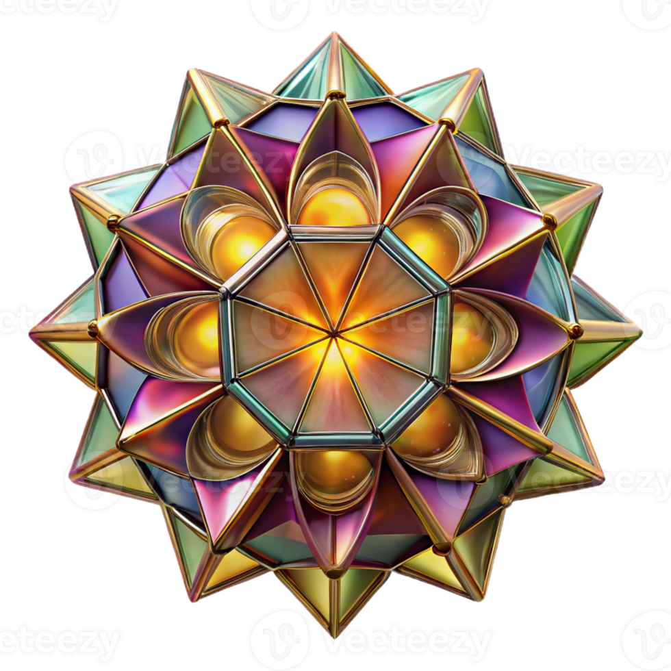 serene vintage A Kaleidoscope of Fragmented Stained Glas detailed png