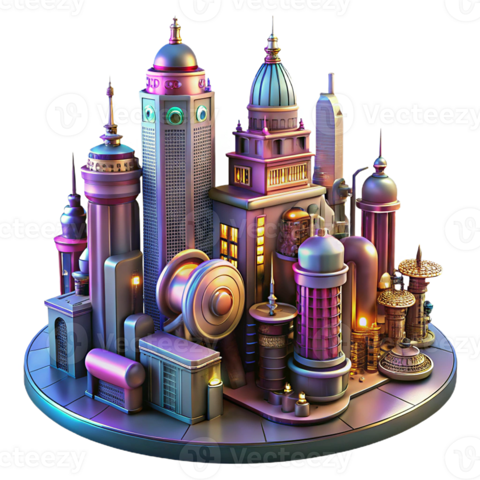 extraordinary vintage A Steampunk Cityscape Towering Buildings 4K png