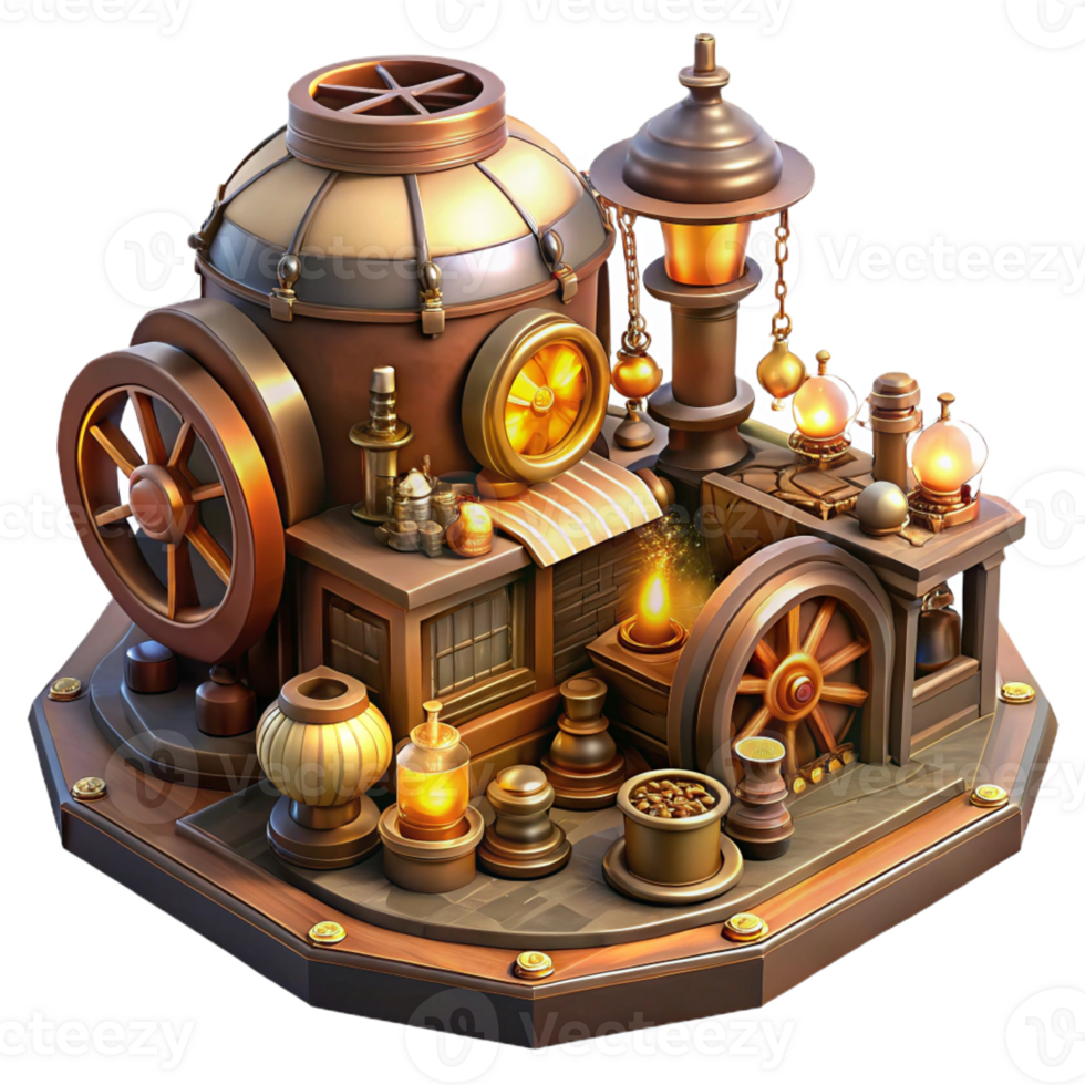 elegant minimalist Steampunk Marketplace Bustling Crowd high resolution png
