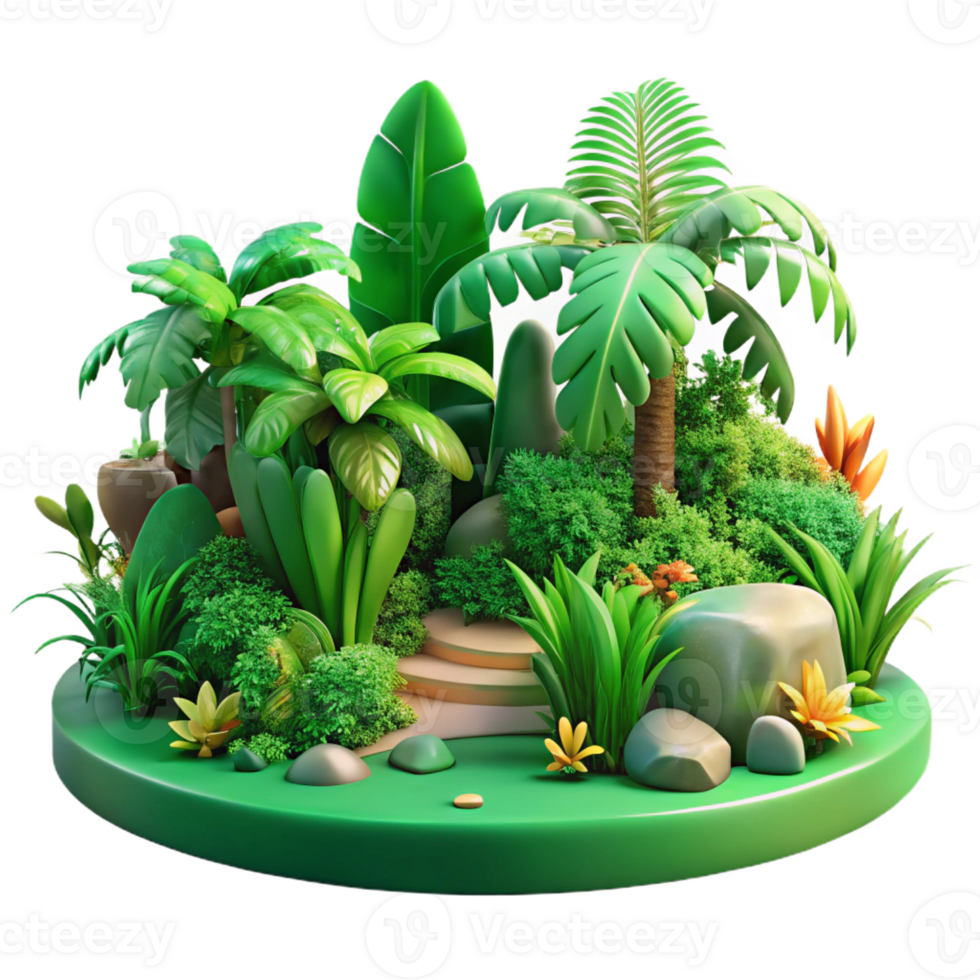 vibrant modern A Lush Green Jungle with Exotic Plants A detailed png