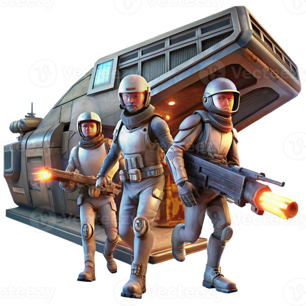 extraordinary minimalist A Group of Space Pirates Armed with Las high resolution png