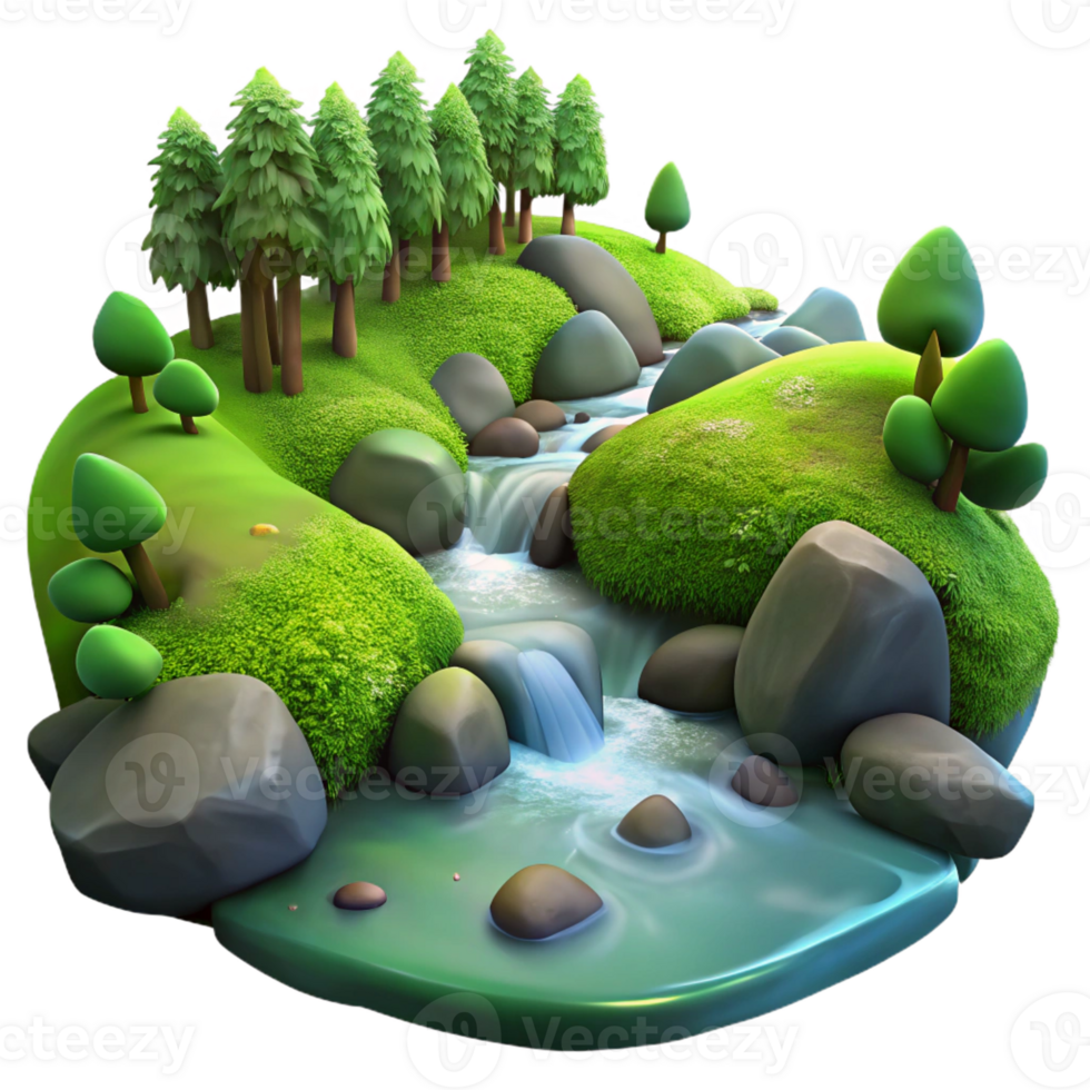 impressive abstract A Babbling Brook Flowing Through a Mossy F exclusive png