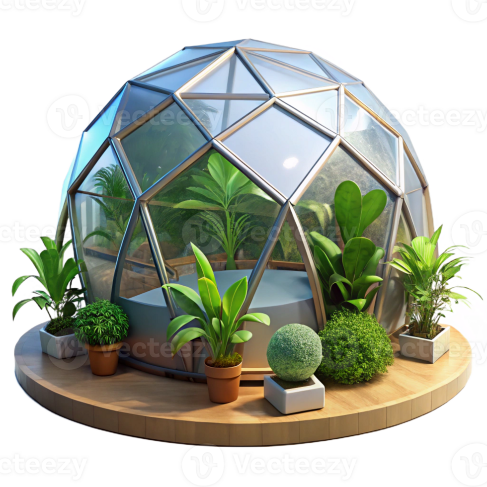 beautiful creative A Geodesic Dome Greenhouse Lush Plants professional png