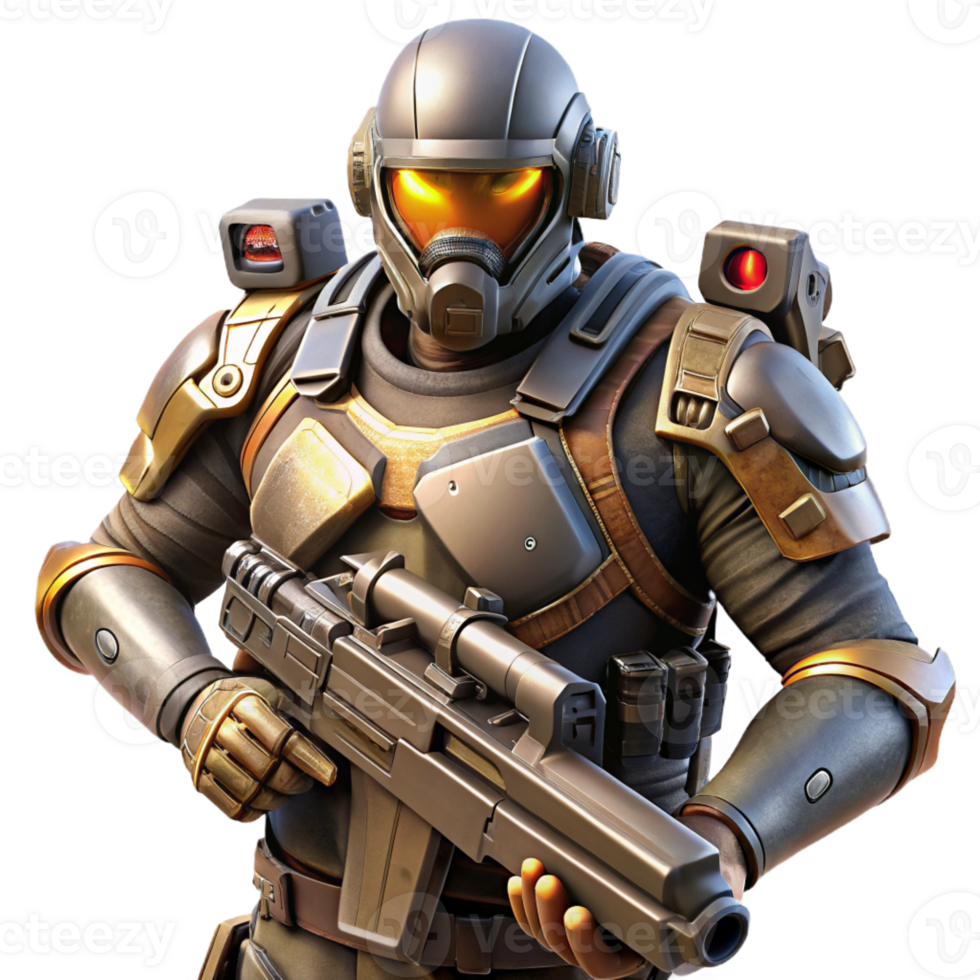 extraordinary rustic A Futuristic Soldier Wearing Power Armor detailed png