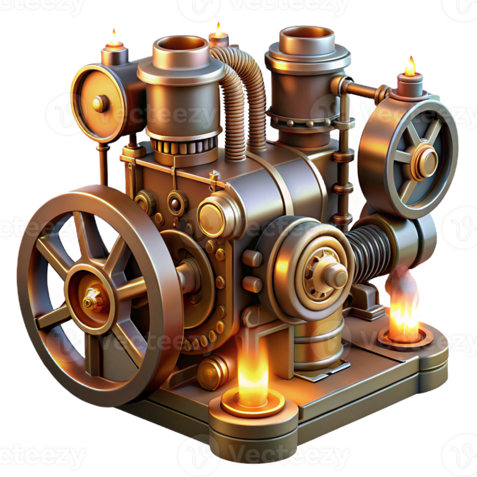 elegant minimalist Steampunk Engine Pistons and Pumps original png