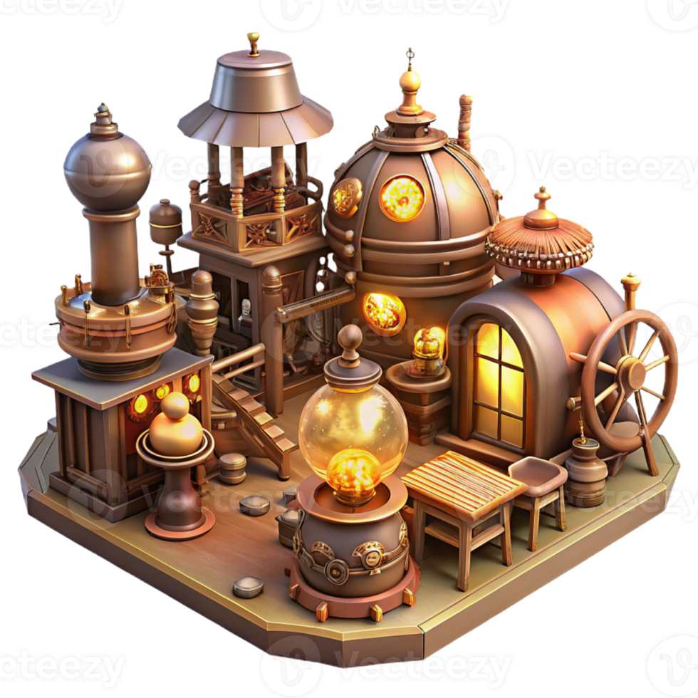 impressive vintage Steampunk Marketplace Bustling Crowd high quality png