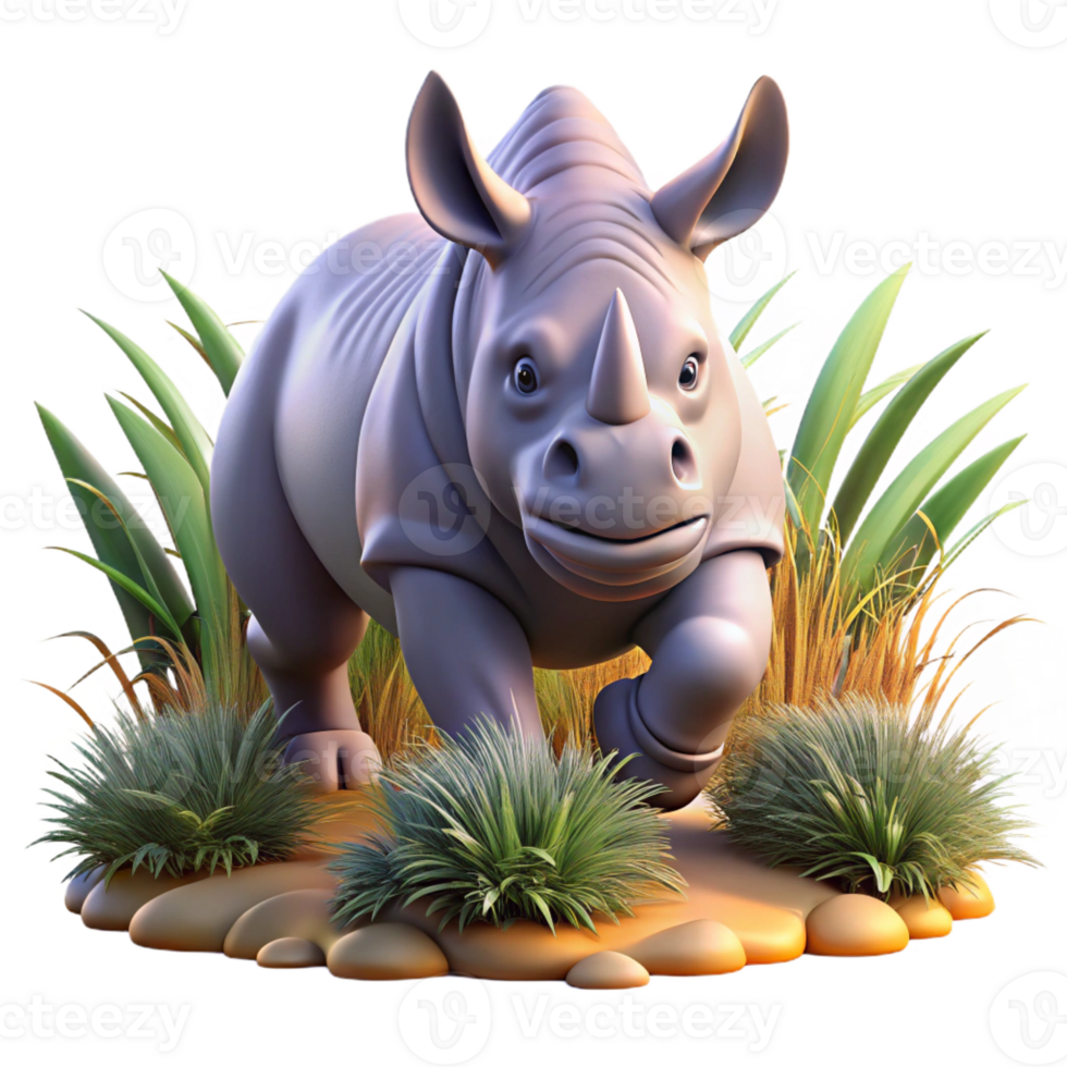 dramatic creative A Rhinoceros Charging Through the Bush D detailed png