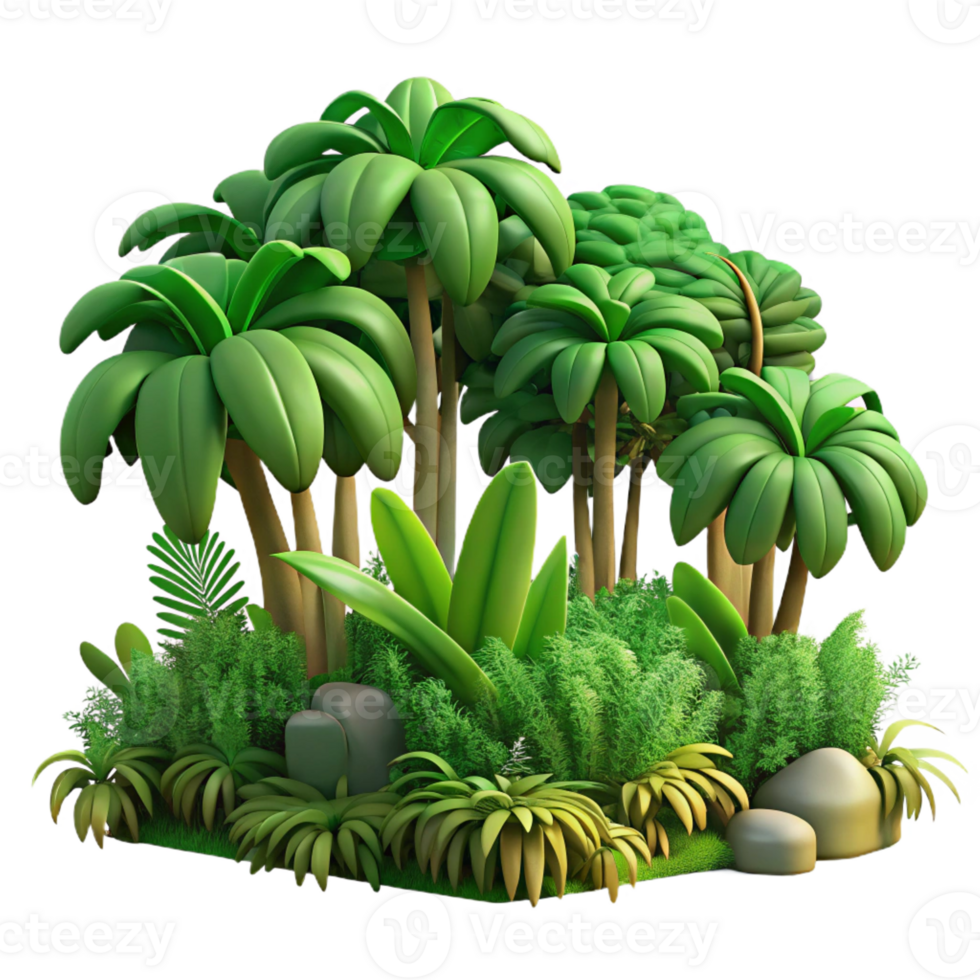 serene minimalist A Lush Green Jungle Dense Vegetation Tr high resolution png
