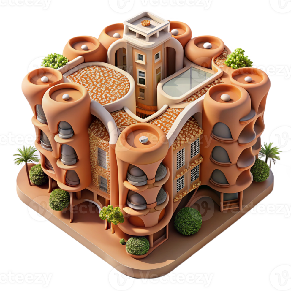 wonderful contemporary Gaudi Inspired Organic Apartment Complex authentic png