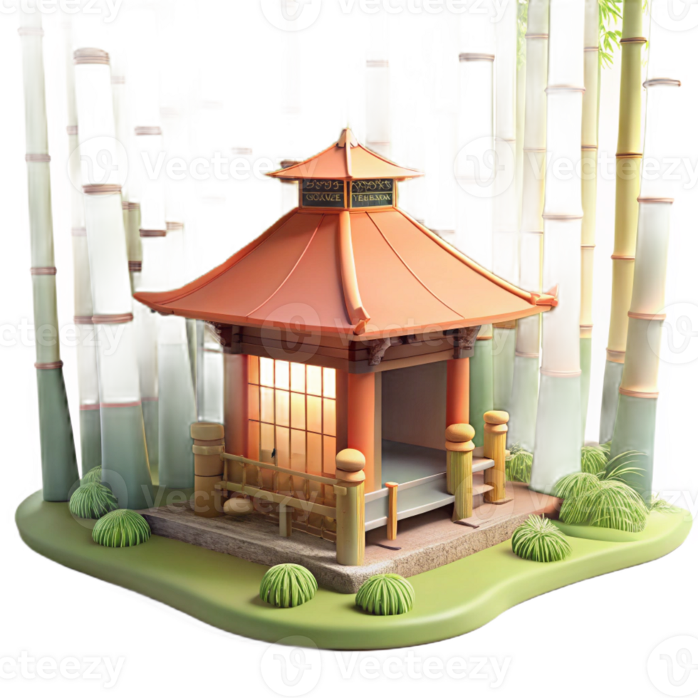 magnificent classic A Japanese Tea House Nestled in a Bamboo high quality png