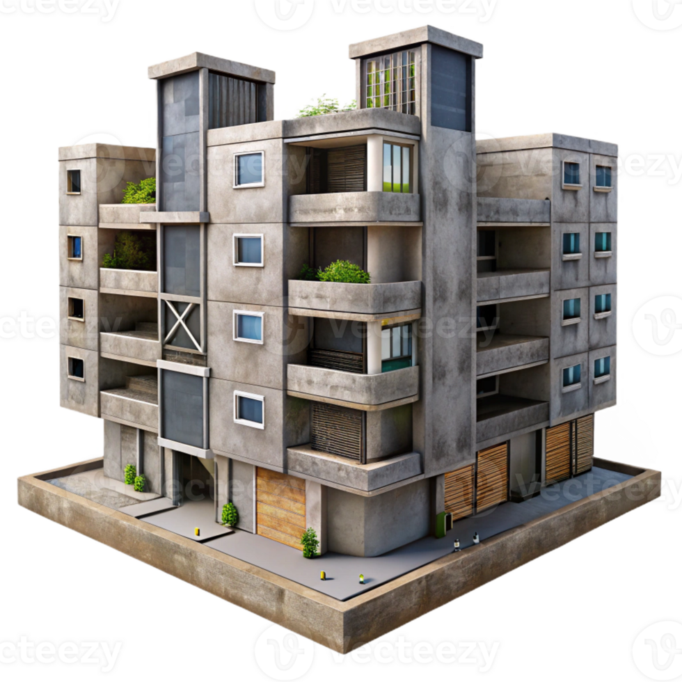 impressive creative A Brutalist Concrete Apartment Complex Ov detailed png