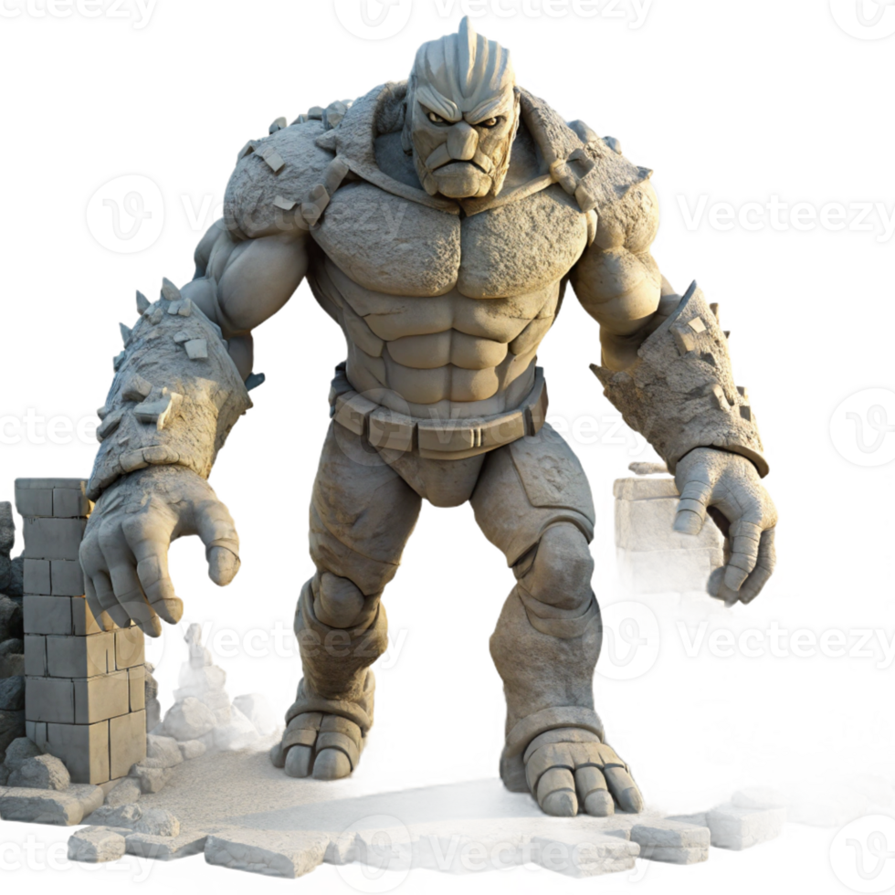 elegant contemporary A Colossal Golem Made of Stone Lumbering detailed png