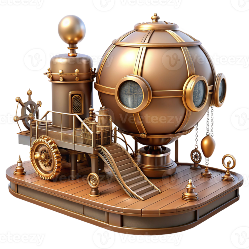 elegant traditional Steampunk Airship Dock Intricate Design png