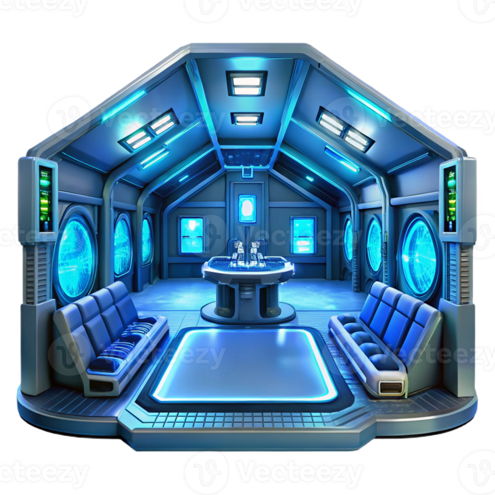 wonderful creative Futuristic Spaceship Interior Glowing Controls authentic png