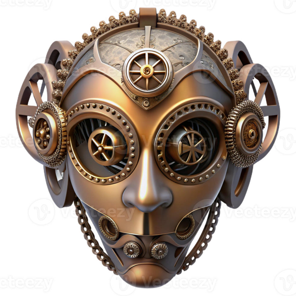 impressive artistic Steampunk Mask with Gears and Cogs detailed png