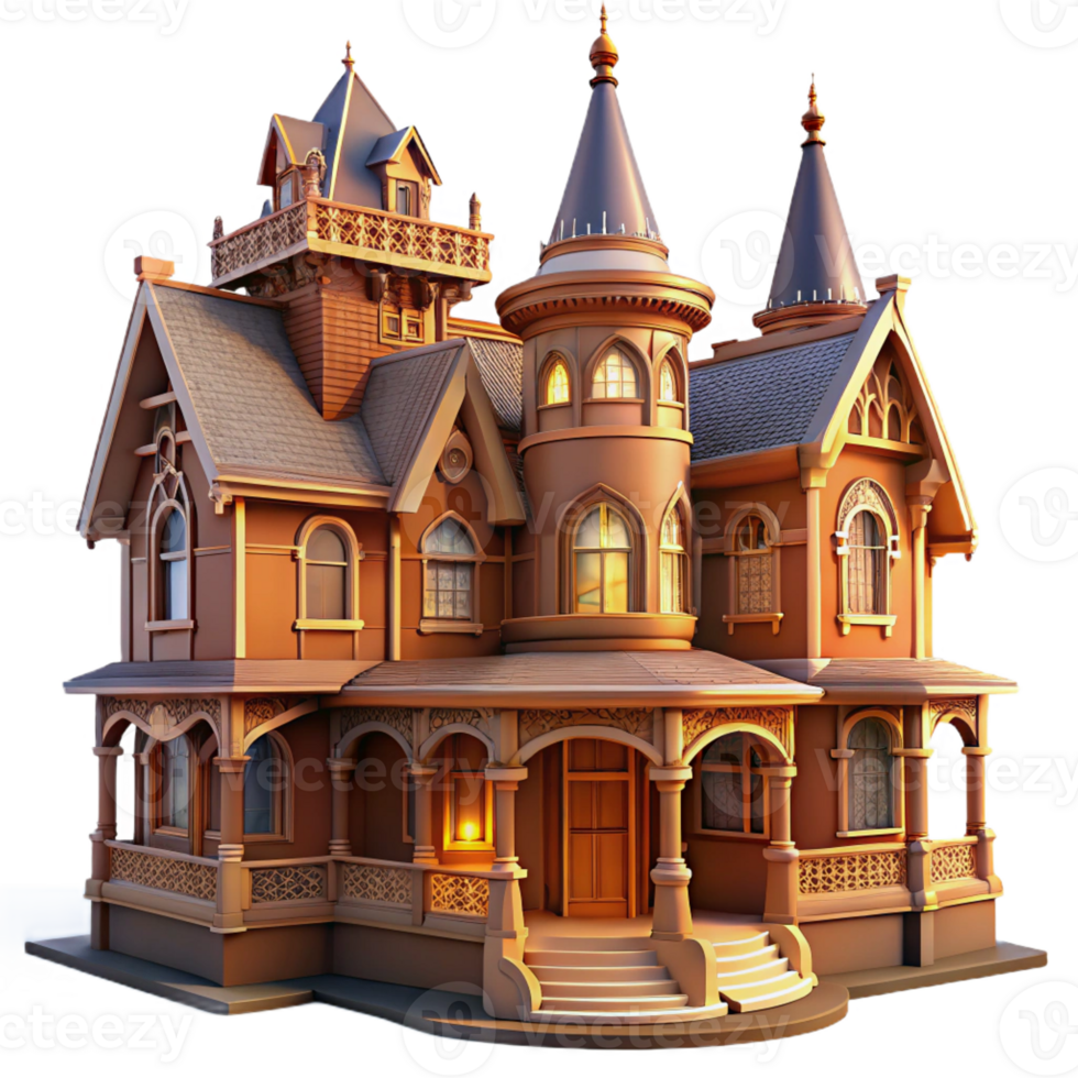 elegant modern A Victorian Mansion with Intricate Ginge png