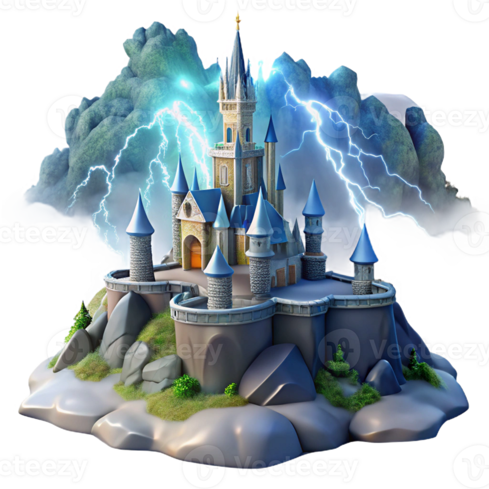 dramatic minimalist A Majestic Castle on a Mountaintop Dramat professional png
