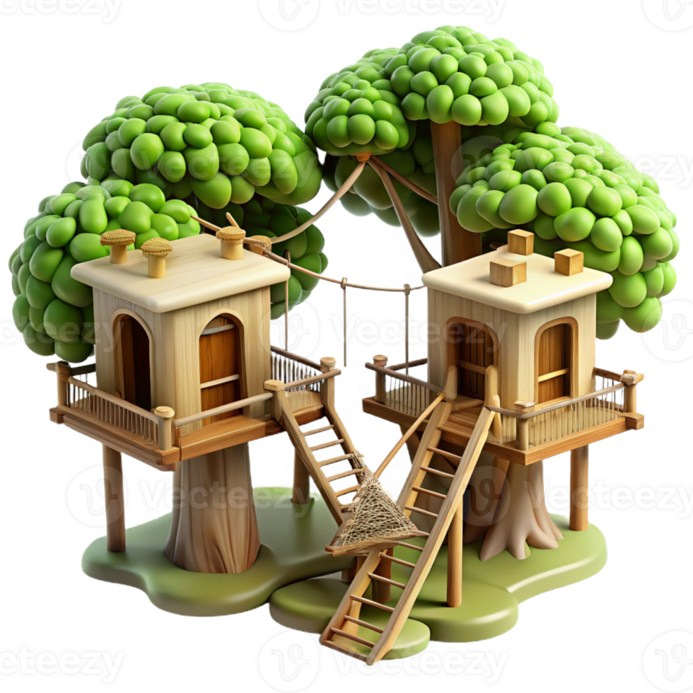dramatic classic Treehouse Village Interconnected Wooden authentic png