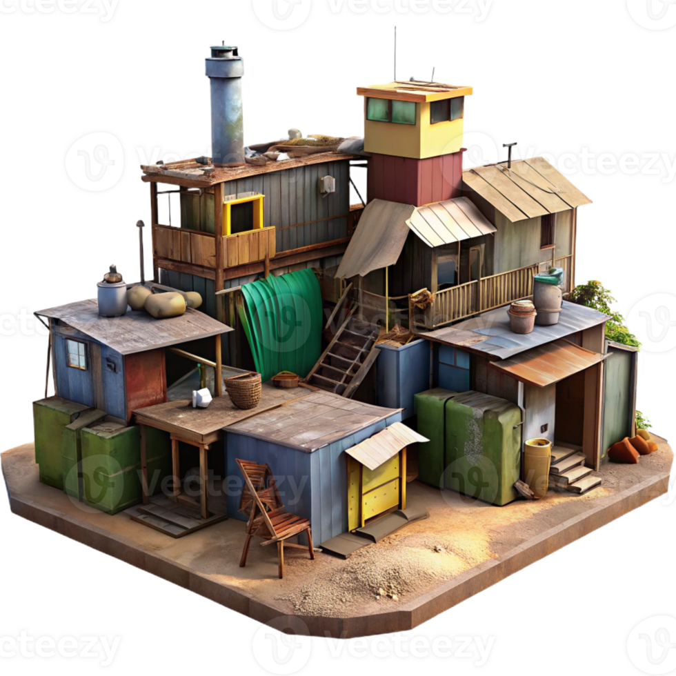 beautiful rustic A Shantytown Built from Scrap Materials G authentic png