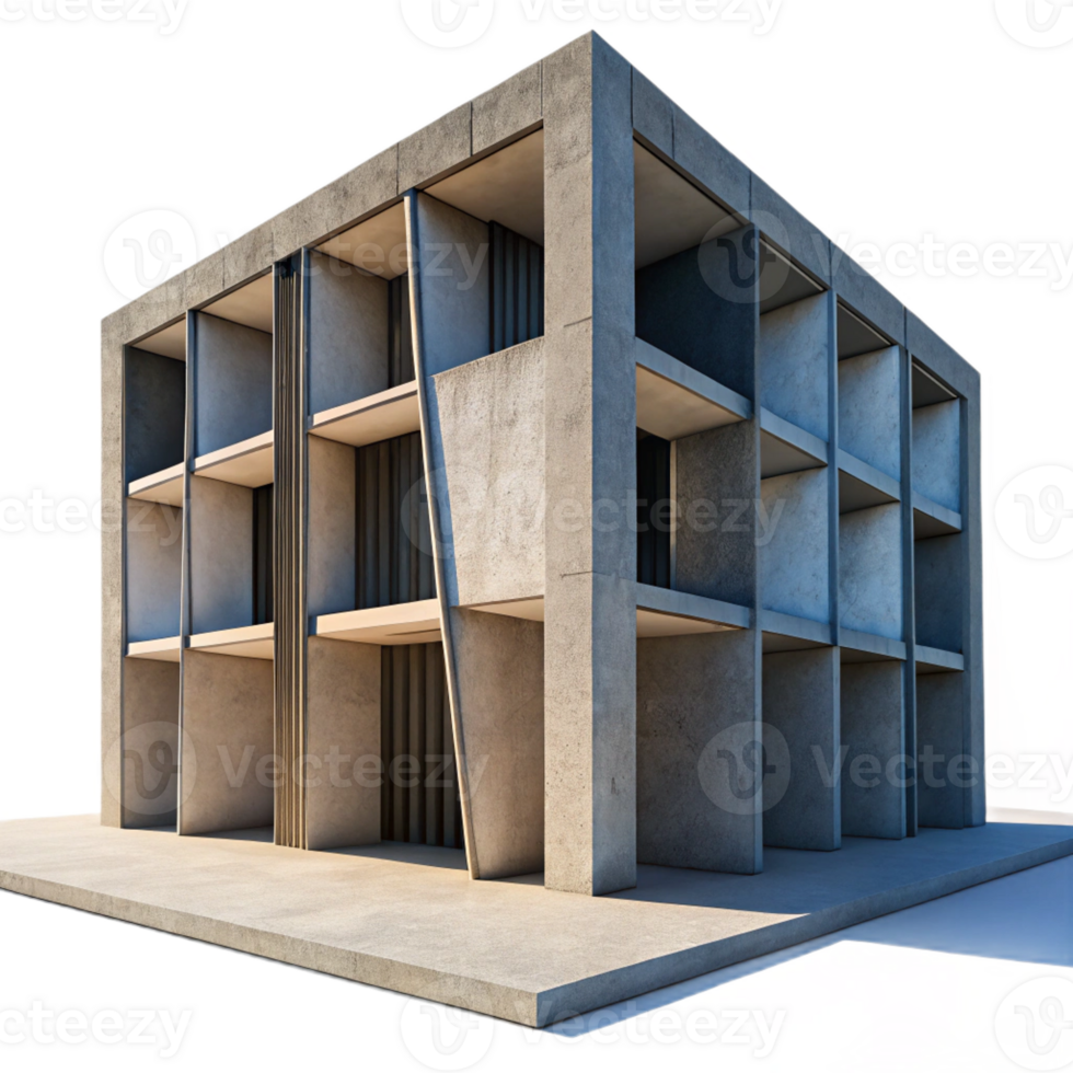 beautiful abstract Brutalist Concrete Library Harsh Shadows authentic png