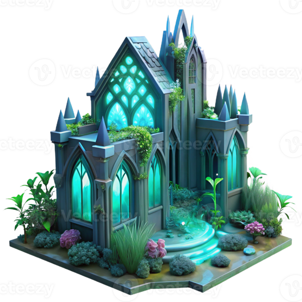 elegant modern A Crumbling Gothic Cathedral Overgrown Wit high resolution png