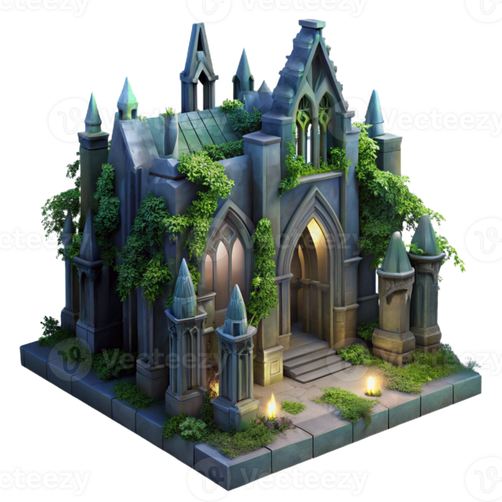 wonderful classic A Crumbling Gothic Cathedral Overgrown W professional png